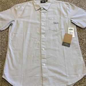 Vans Button Down Shirt Gray Boys Size L NWT